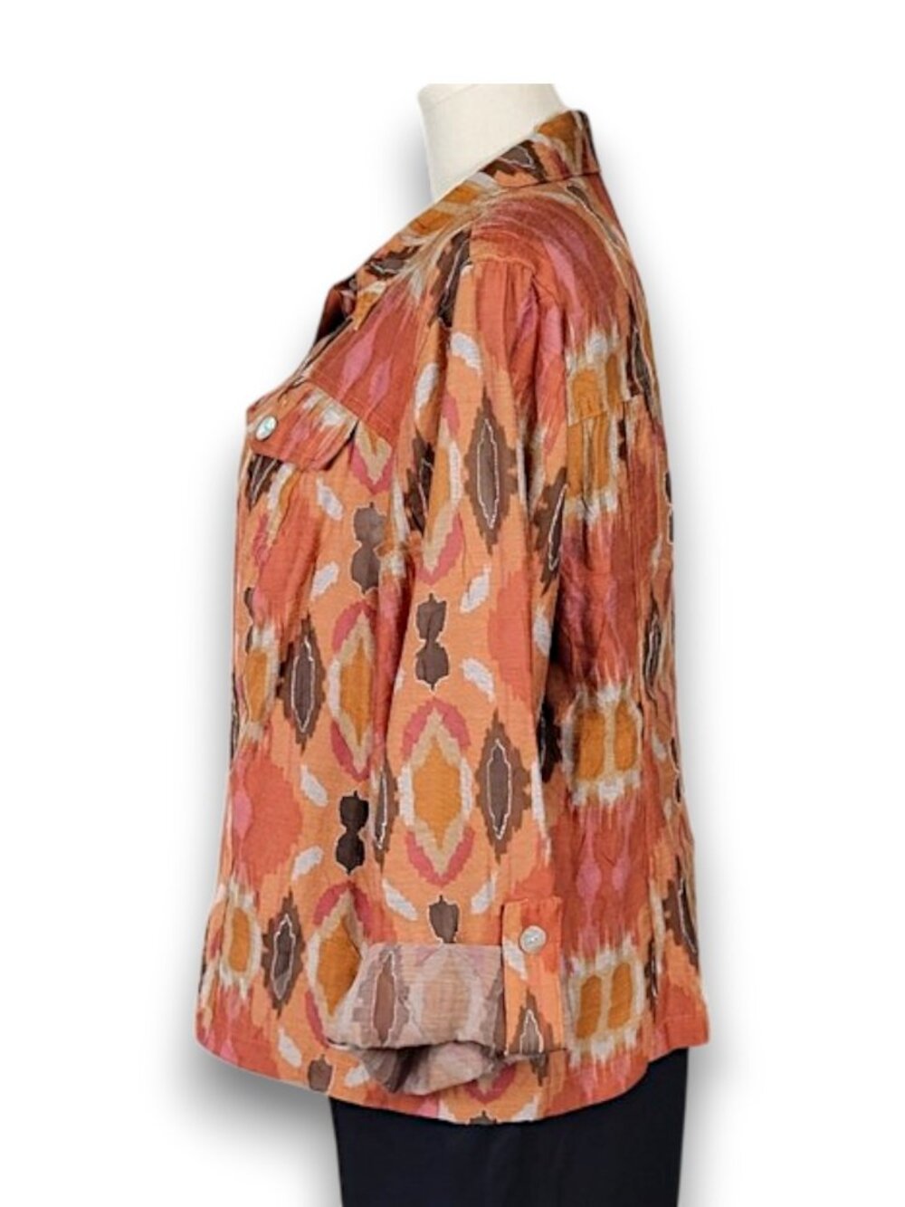 Ruby Rd. Rust Print Shacket Plus Size 18W - Picture 7 of 11